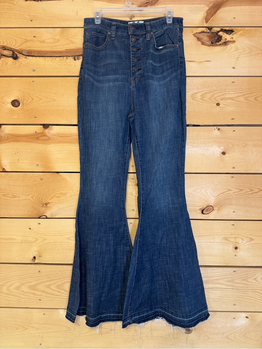 Free People Just Float On Button Fly Extreme Flare Jeans Size 31 Bell Bottom - Picture 10 of 12